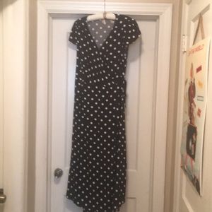 Polka dot wrap dress.